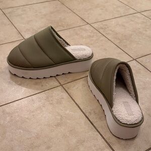 Maeve Olive Green Quilted Women's Slip-On Shoes